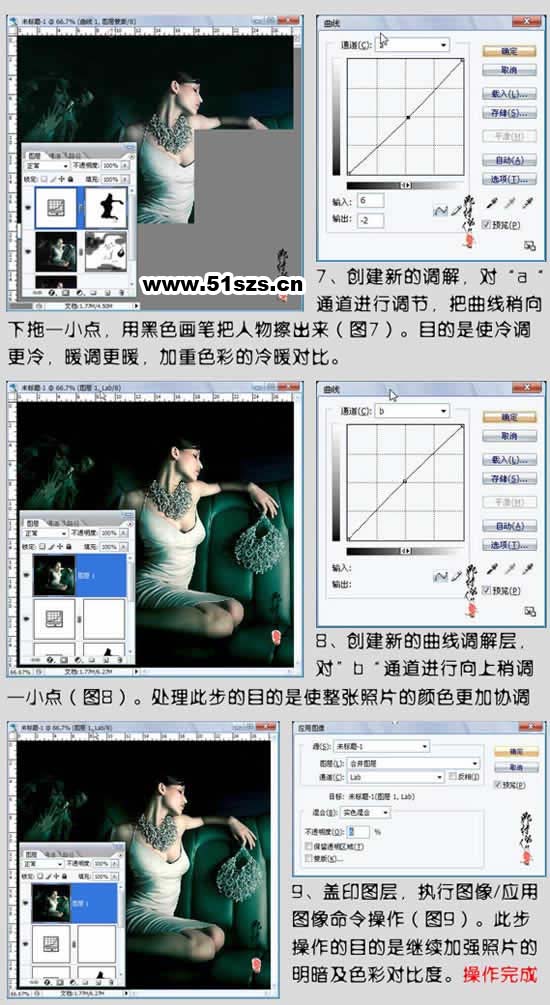 PS强烈对比法打造绝色美女图